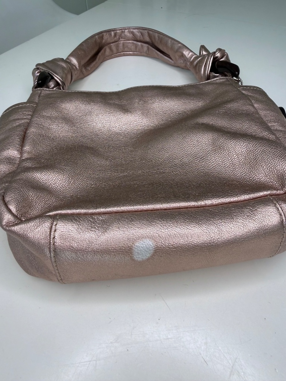 Rare! 2010 Era Coach Rose Gold Mini Hobo Leather Handbag with Tortoise Shell - Picture 9 of 10